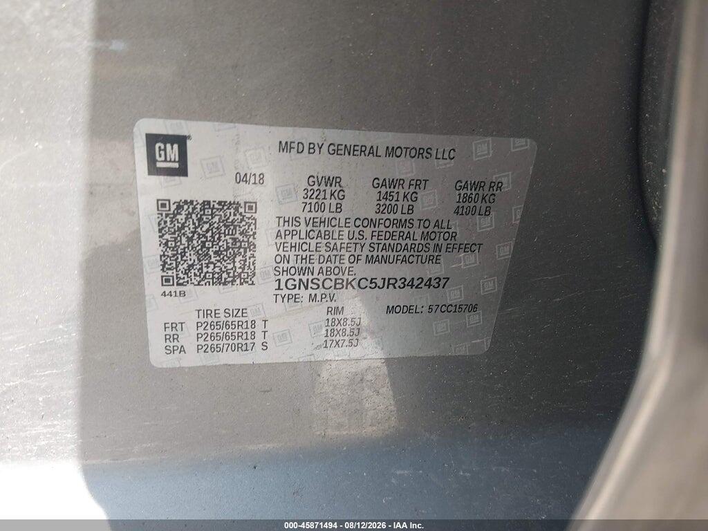 1GNSCBKC5JR342437 2018 CHEVROLET TAHOE photo no. 9