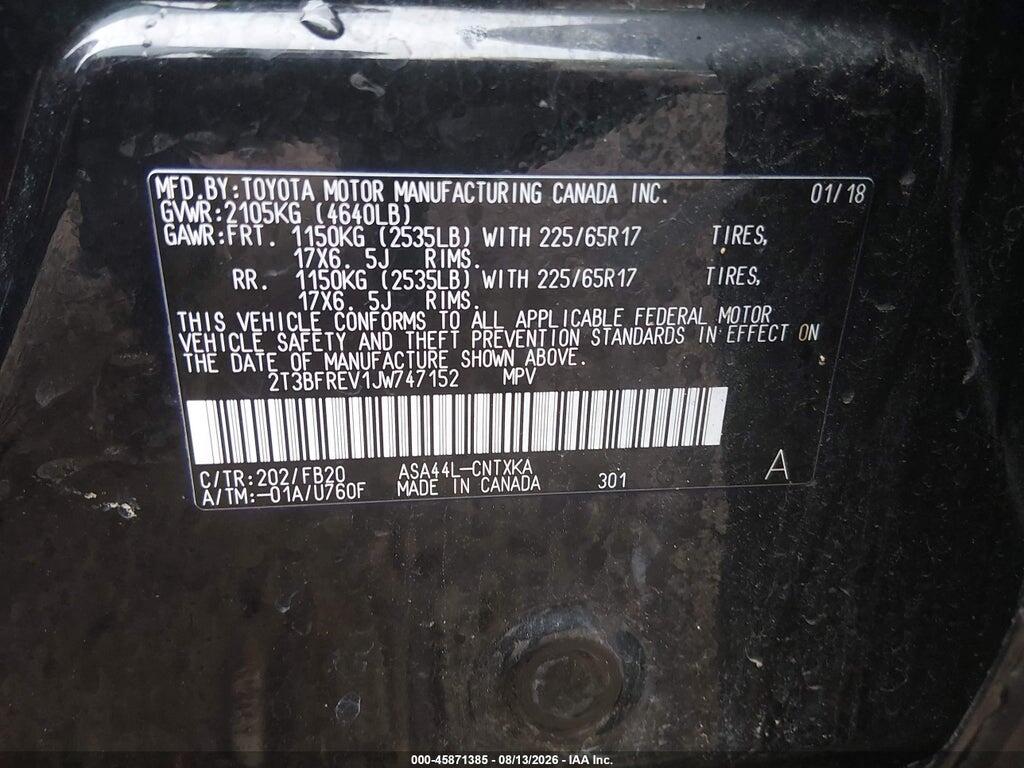 2T3BFREV1JW747152 2018 TOYOTA RAV4 photo no. 9