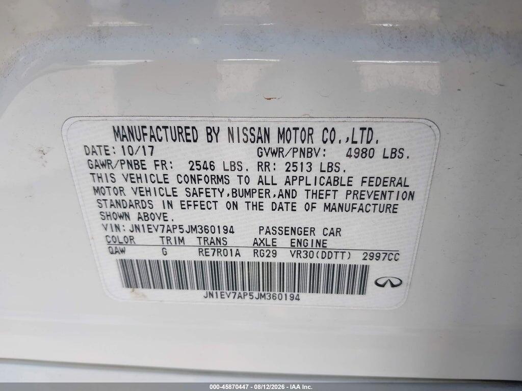 JN1EV7AP5JM360194 2018 INFINITI Q50 photo no. 9