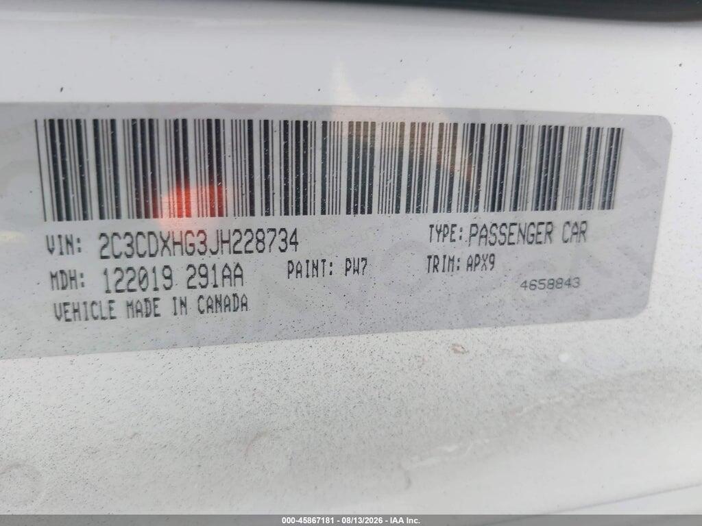 2C3CDXHG3JH228734 2018 DODGE CHARGER photo no. 9