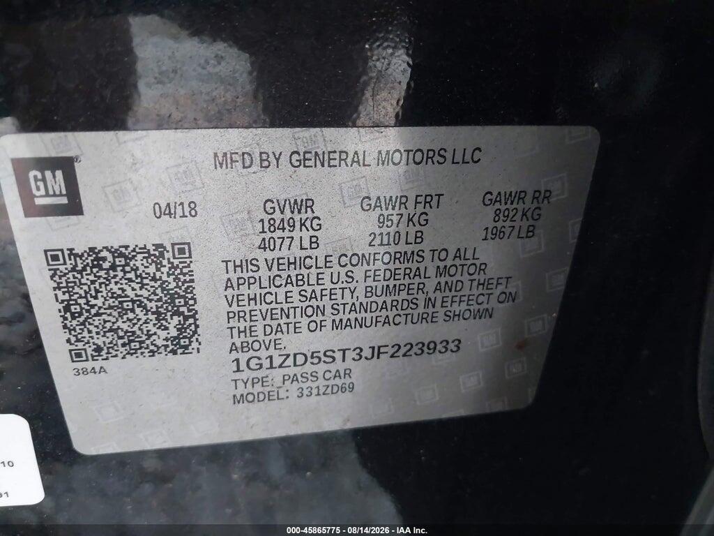 1G1ZD5ST3JF223933 2018 CHEVROLET MALIBU photo no. 9