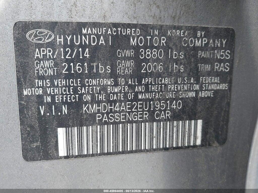 KMHDH4AE2EU195140 2014 HYUNDAI ELANTRA photo no. 9