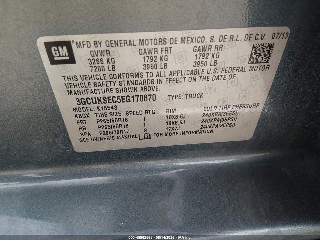 3GCUKSEC5EG170870 2014 CHEVROLET SILVERADO 1500 photo no. 9