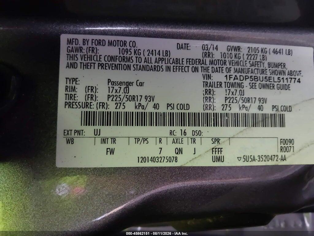 1FADP5BU5EL511774 2014 FORD C-MAX HYBRID photo no. 9