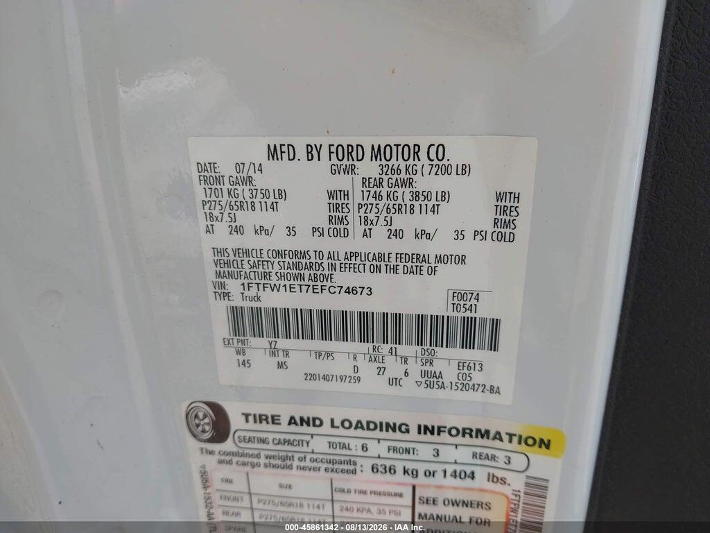 1FTFW1ET7EFC74673 2014 FORD F-150 photo no. 9