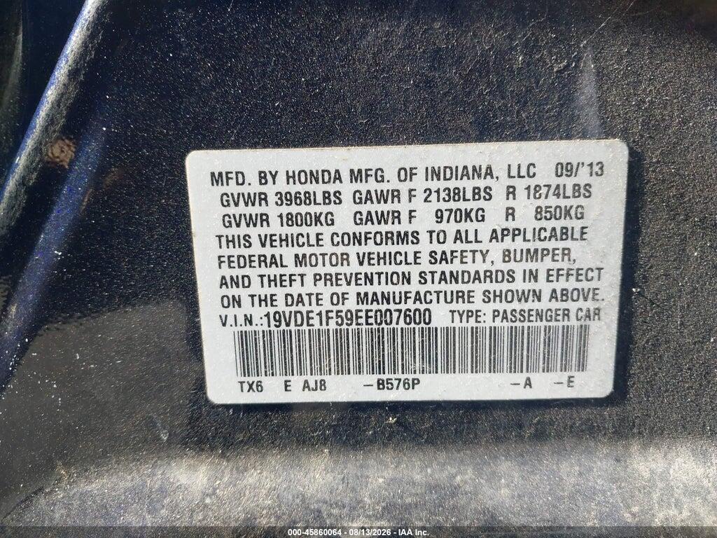 19VDE1F59EE007600 2014 ACURA ILX photo no. 9