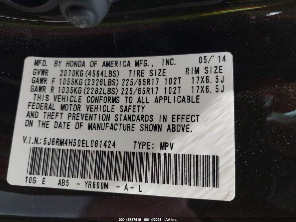 5J6RM4H50EL081424 2014 HONDA CR-V photo no. 9