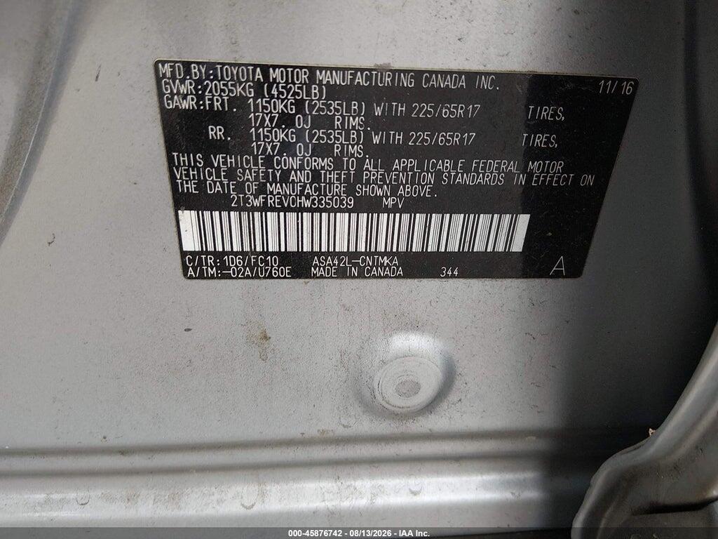 2T3WFREV0HW335039 2017 TOYOTA RAV4 photo no. 9