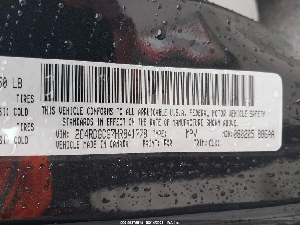 2C4RDGCG7HR841778 2017 DODGE GRAND CARAVAN photo no. 9