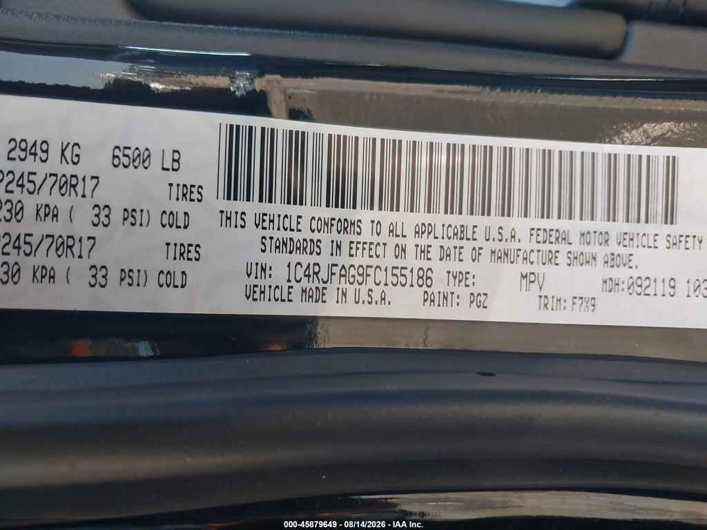 1C4RJFAG9FC155186 2015 JEEP GRAND CHEROKEE photo no. 9