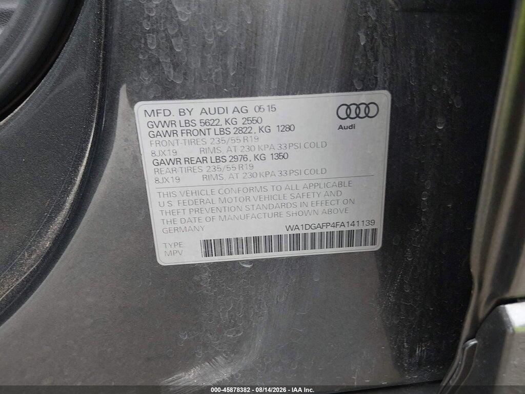 WA1DGAFP4FA141139 2015 AUDI Q5 photo no. 9