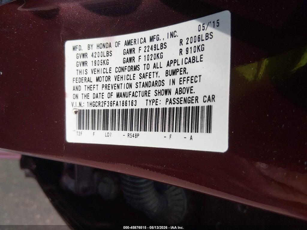 1HGCR2F36FA186163 2015 HONDA ACCORD photo no. 9