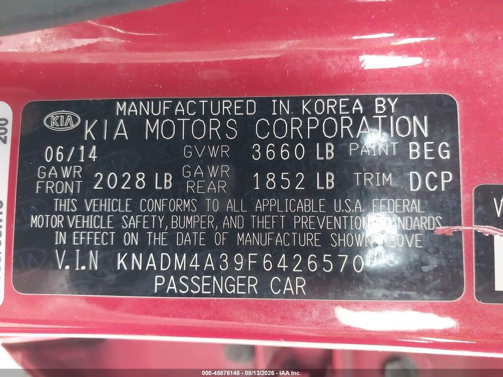 KNADM4A39F6426570 2015 KIA RIO photo no. 9
