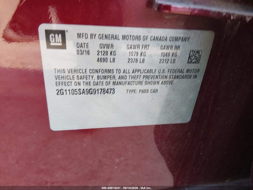 2G1105SA9G9178473 2016 CHEVROLET IMPALA photo no. 9