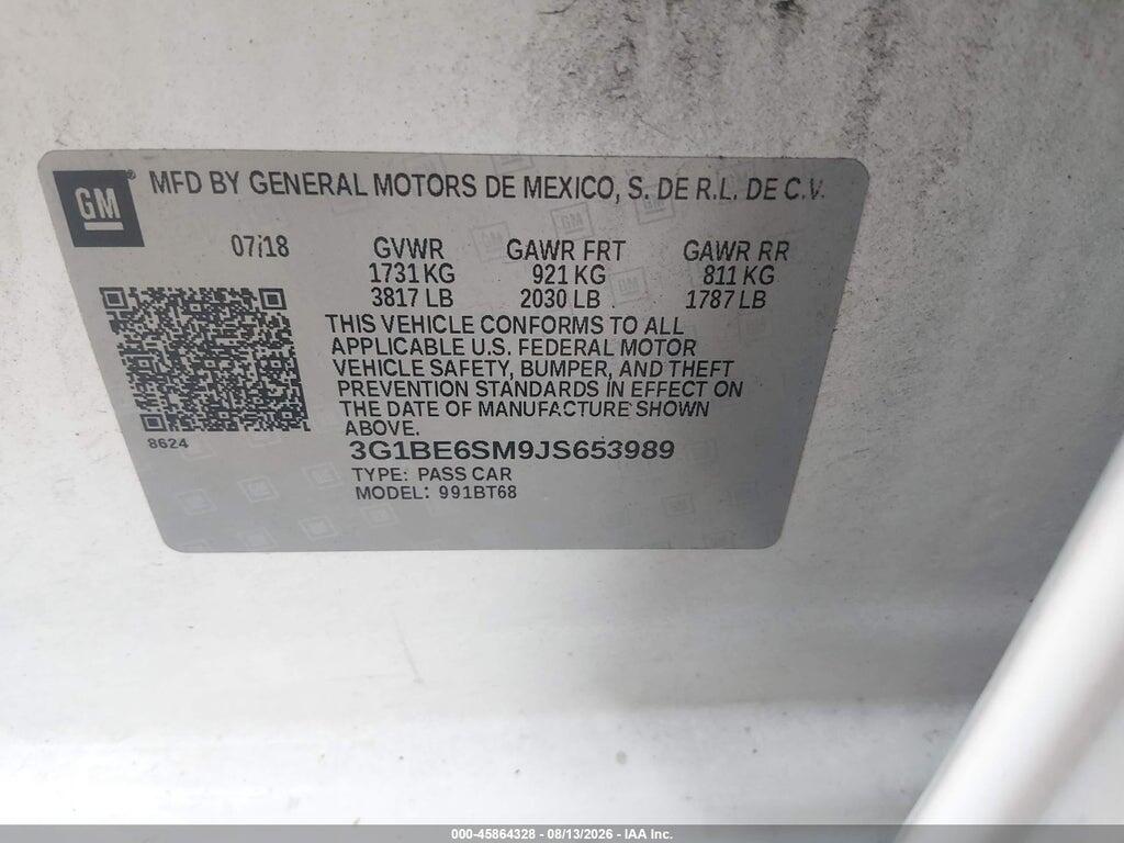 3G1BE6SM9JS653989 2018 CHEVROLET CRUZE photo no. 9