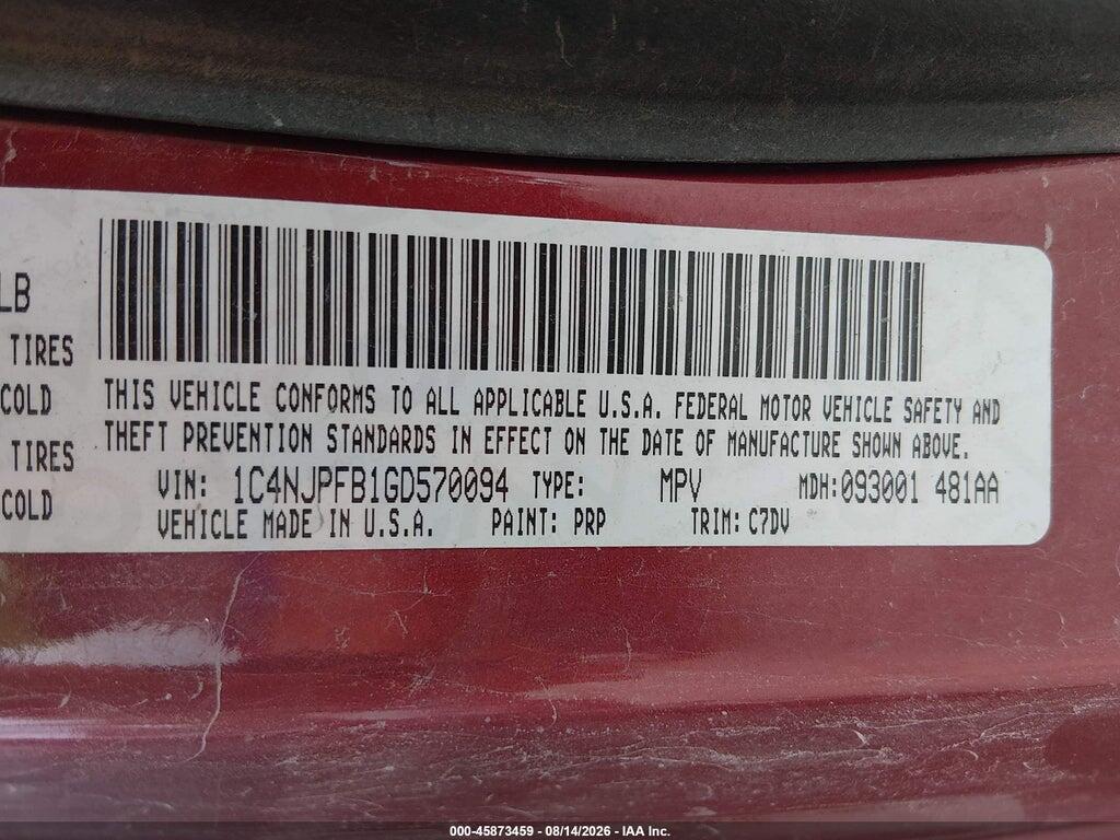 1C4NJPFB1GD570094 2016 JEEP PATRIOT photo no. 9