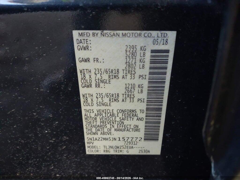 5N1AZ2MH5JN157772 2018 NISSAN MURANO photo no. 9