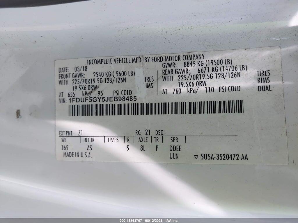 1FDUF5GY5JEB98485 2018 FORD F-550 CHASSIS photo no. 8