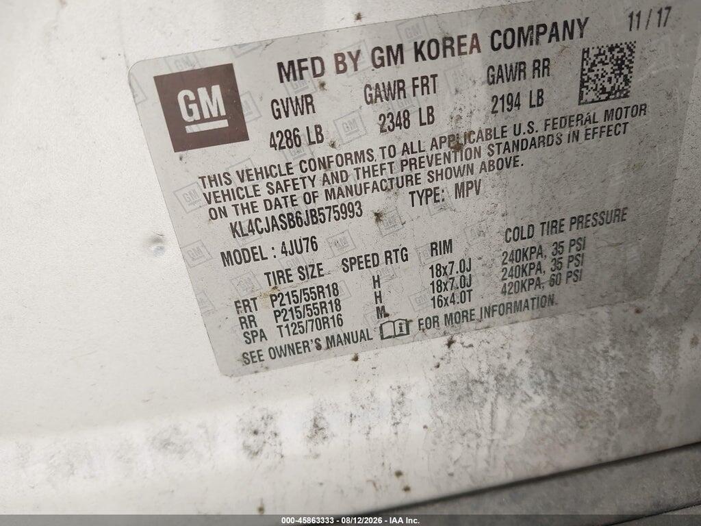 KL4CJASB6JB575993 2018 BUICK ENCORE photo no. 9