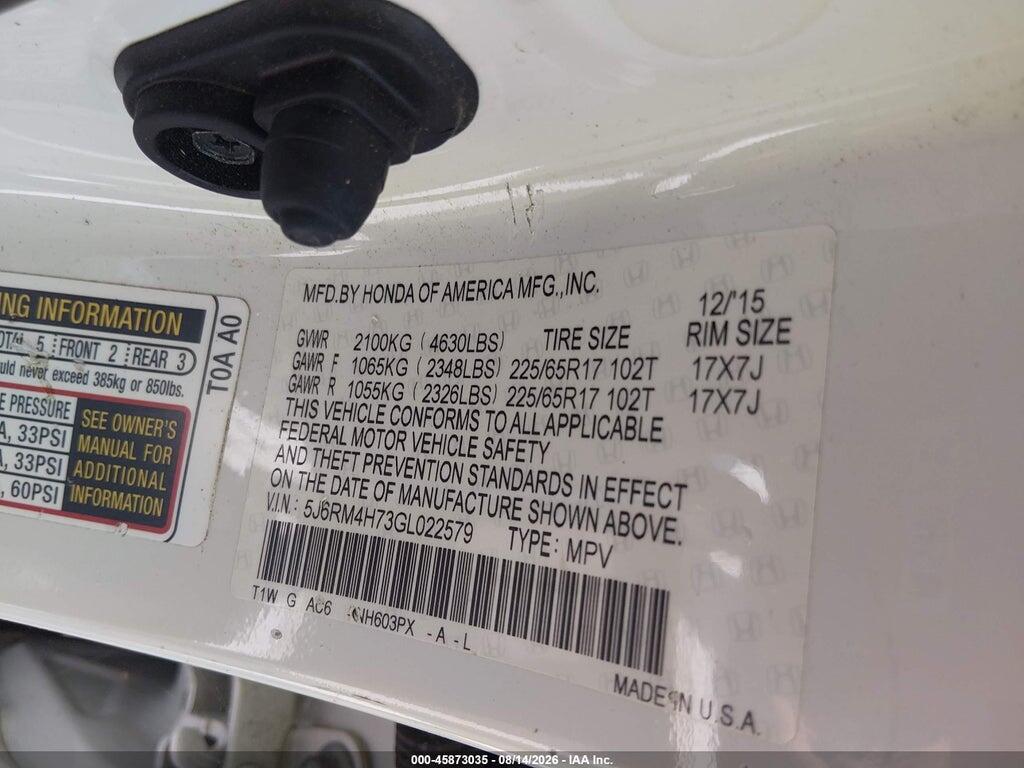 5J6RM4H73GL022579 2016 HONDA CR-V photo no. 9