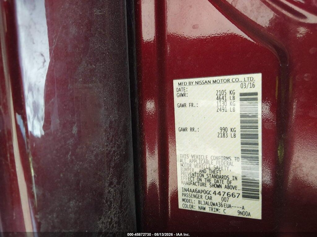 1N4AA6AP0GC447667 2016 NISSAN MAXIMA photo no. 9