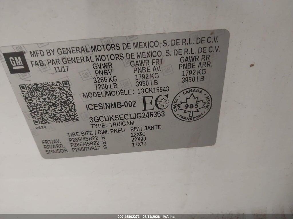 3GCUKSEC1JG246353 2018 CHEVROLET SILVERADO 1500 photo no. 9