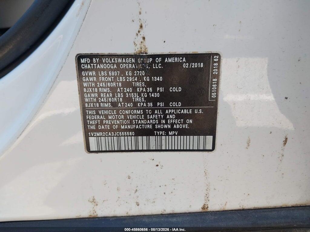 1V2MR2CA3JC555580 2018 VOLKSWAGEN ATLAS photo no. 9
