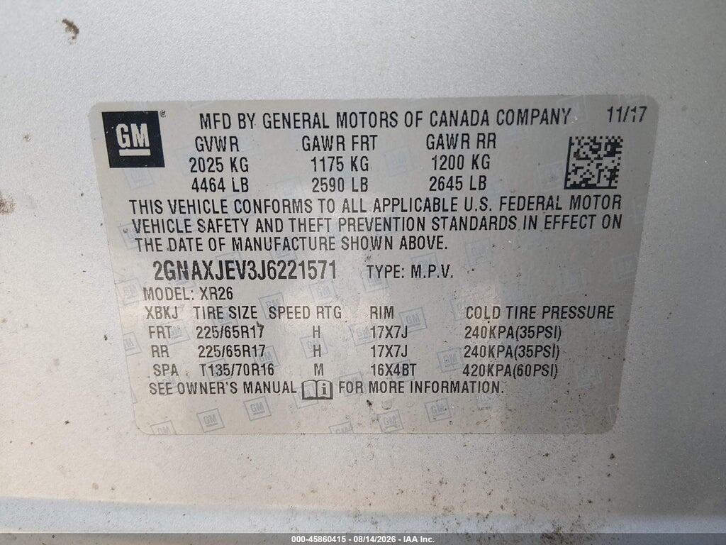 2GNAXJEV3J6221571 2018 CHEVROLET EQUINOX photo no. 9