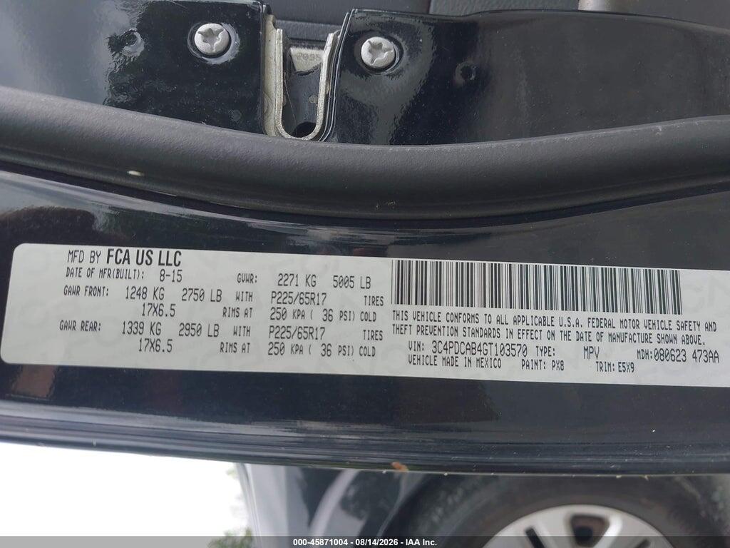 3C4PDCAB4GT103570 2016 DODGE JOURNEY photo no. 9