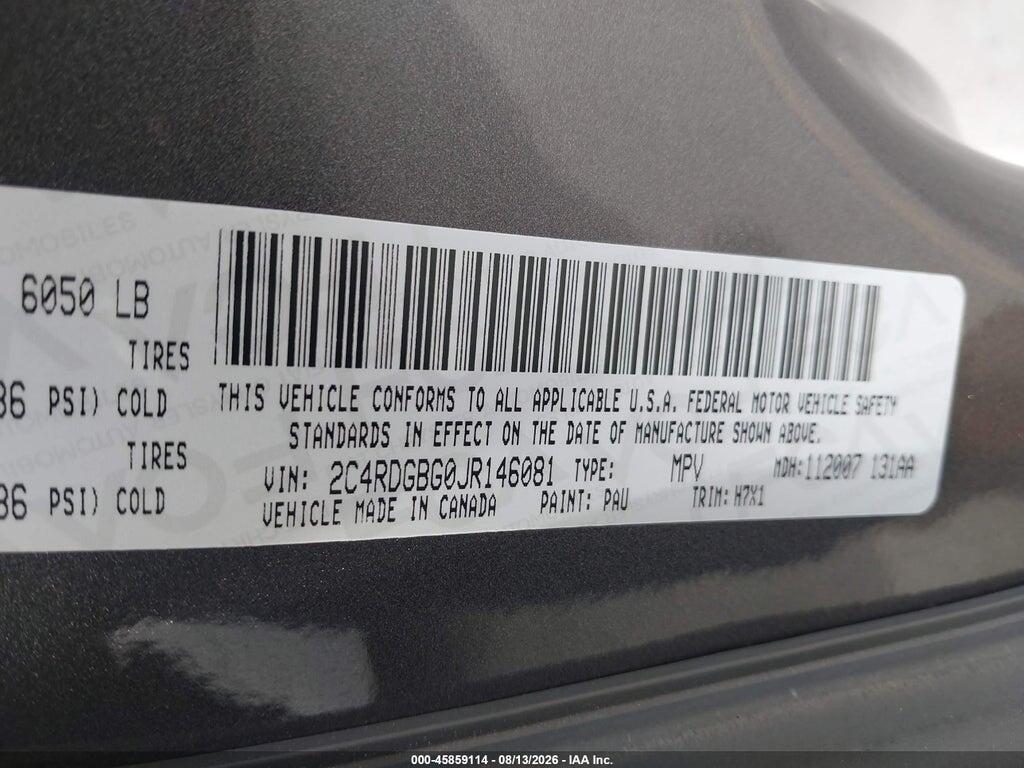 2C4RDGBG0JR146081 2018 DODGE GRAND CARAVAN photo no. 9