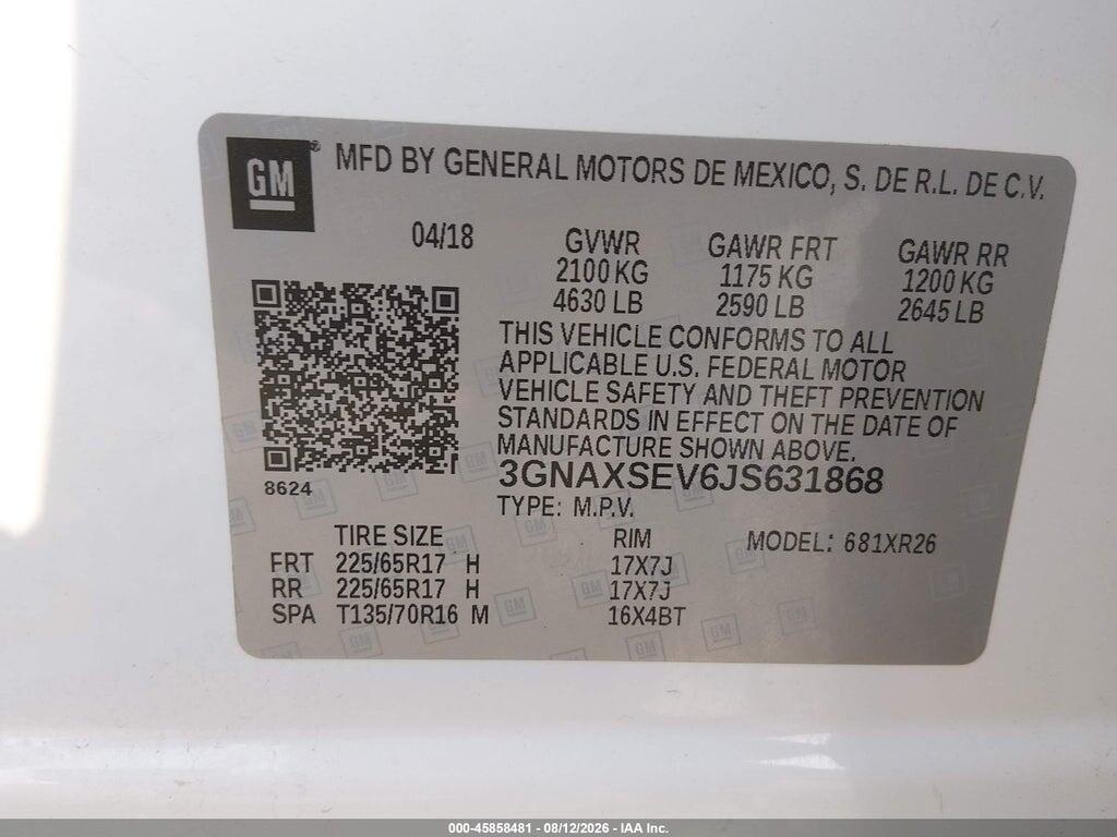 3GNAXSEV6JS631868 2018 CHEVROLET EQUINOX photo no. 9