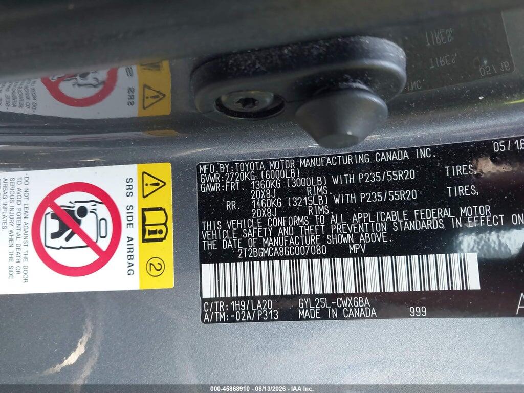 2T2BGMCA8GC007080 2016 LEXUS RX 450H photo no. 9