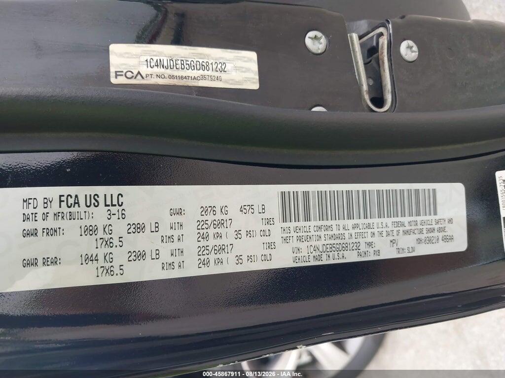 1C4NJDEB5GD681232 2016 JEEP COMPASS photo no. 9