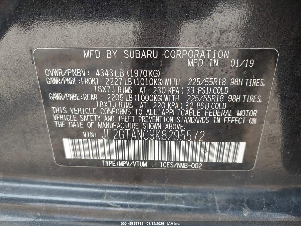 JF2GTANC9K8295572 2019 SUBARU CROSSTREK photo no. 9
