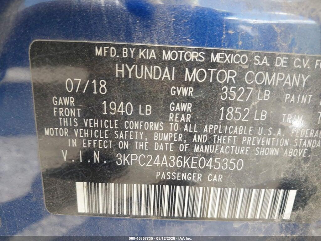 3KPC24A36KE045350 2019 HYUNDAI ACCENT photo no. 9