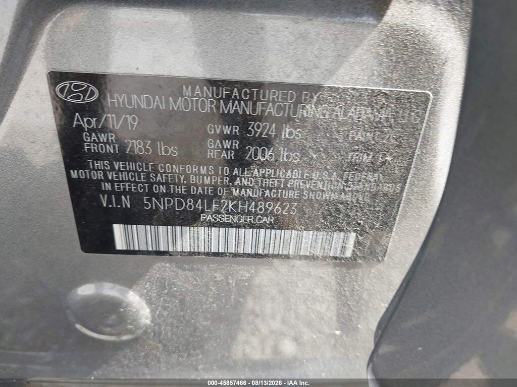 5NPD84LF2KH489623 2019 HYUNDAI ELANTRA photo no. 9