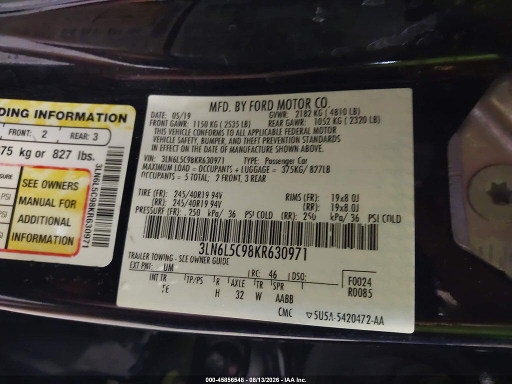 3LN6L5C98KR630971 2019 LINCOLN MKZ photo no. 9
