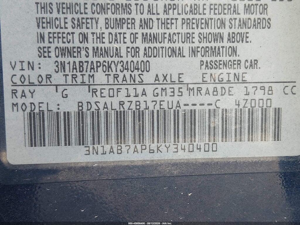 3N1AB7AP6KY340400 2019 NISSAN SENTRA photo no. 9