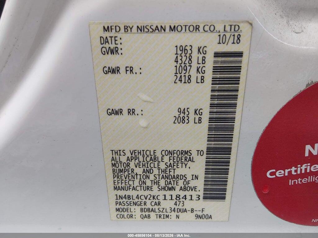 1N4BL4CV2KC118413 2019 NISSAN ALTIMA photo no. 9