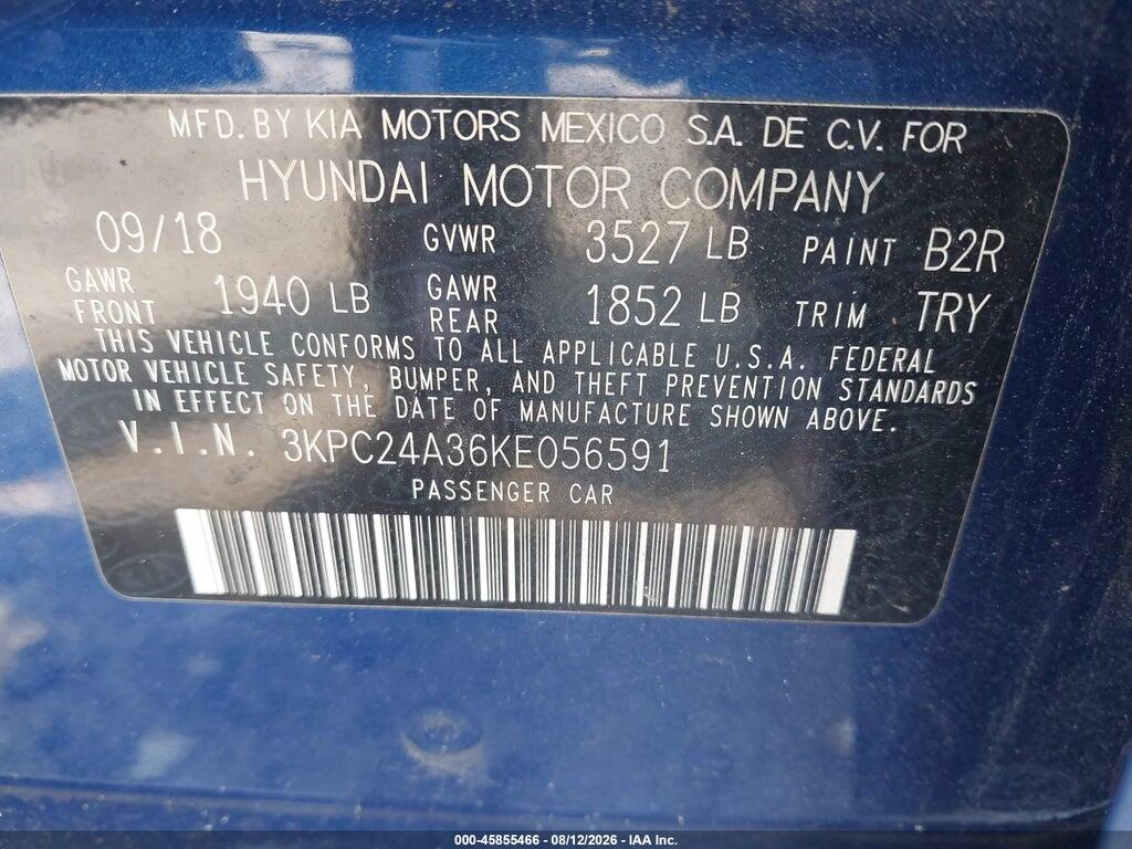 3KPC24A36KE056591 2019 HYUNDAI ACCENT photo no. 9