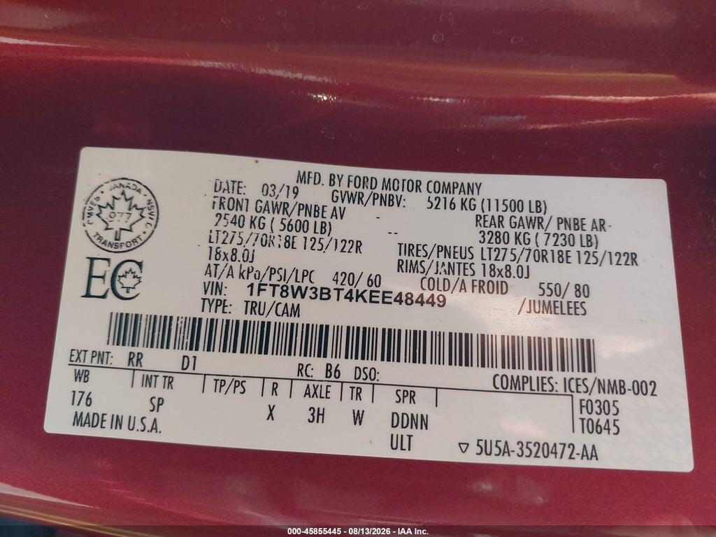 1FT8W3BT4KEE48449 2019 FORD F-350 photo no. 9