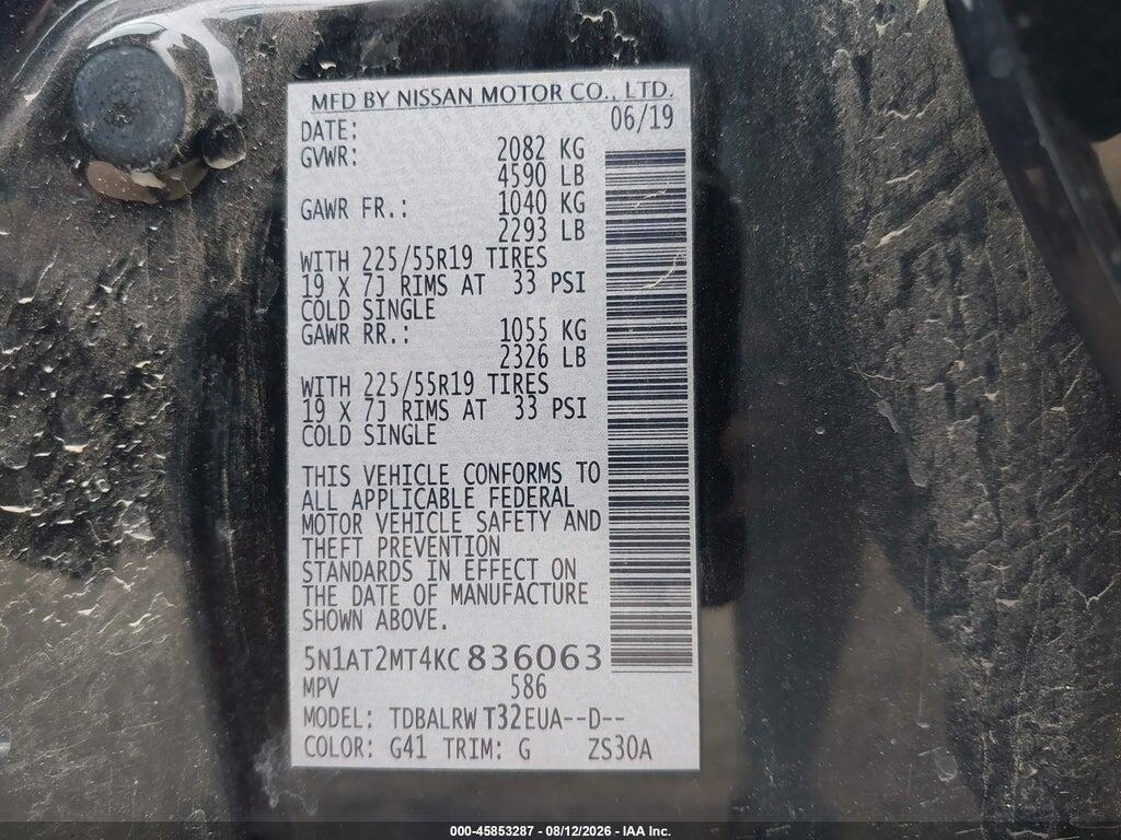 5N1AT2MT4KC836063 2019 NISSAN ROGUE photo no. 9