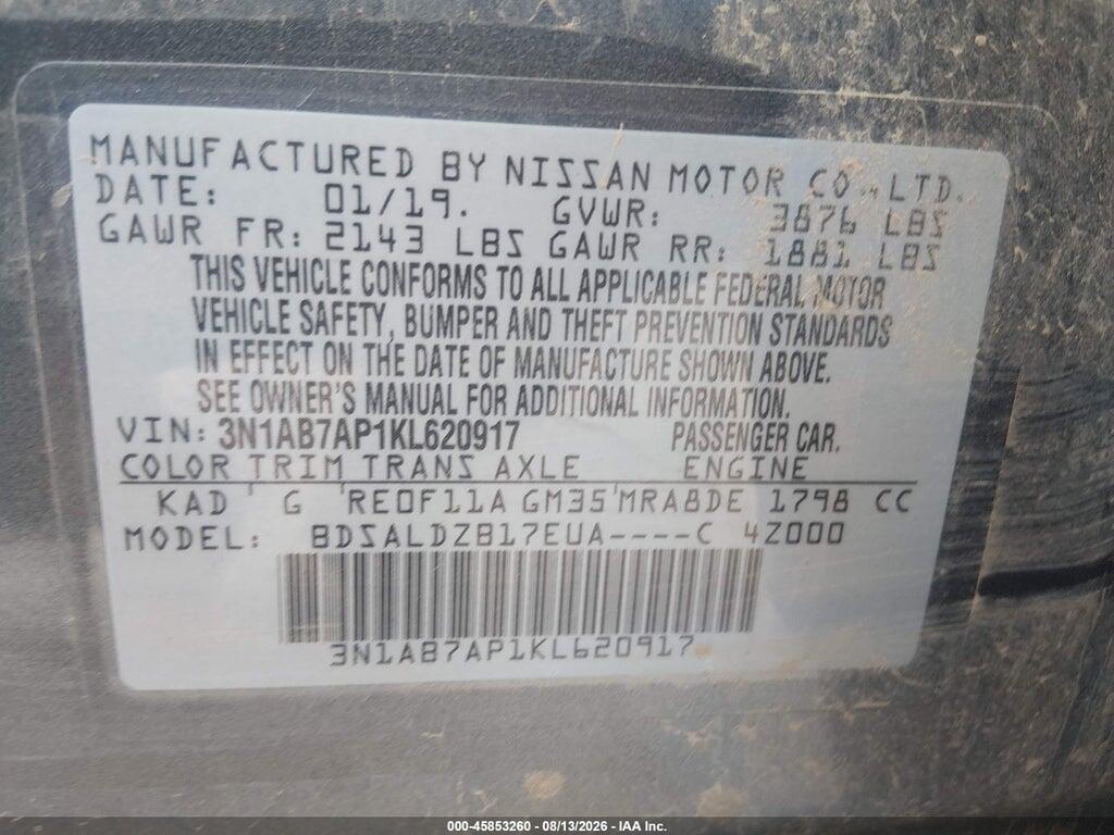 3N1AB7AP1KL620917 2019 NISSAN SENTRA photo no. 9