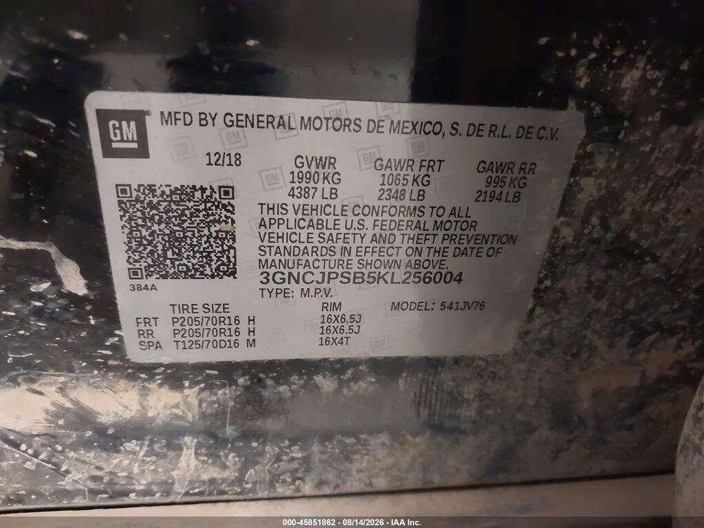 3GNCJPSB5KL256004 2019 CHEVROLET TRAX photo no. 9