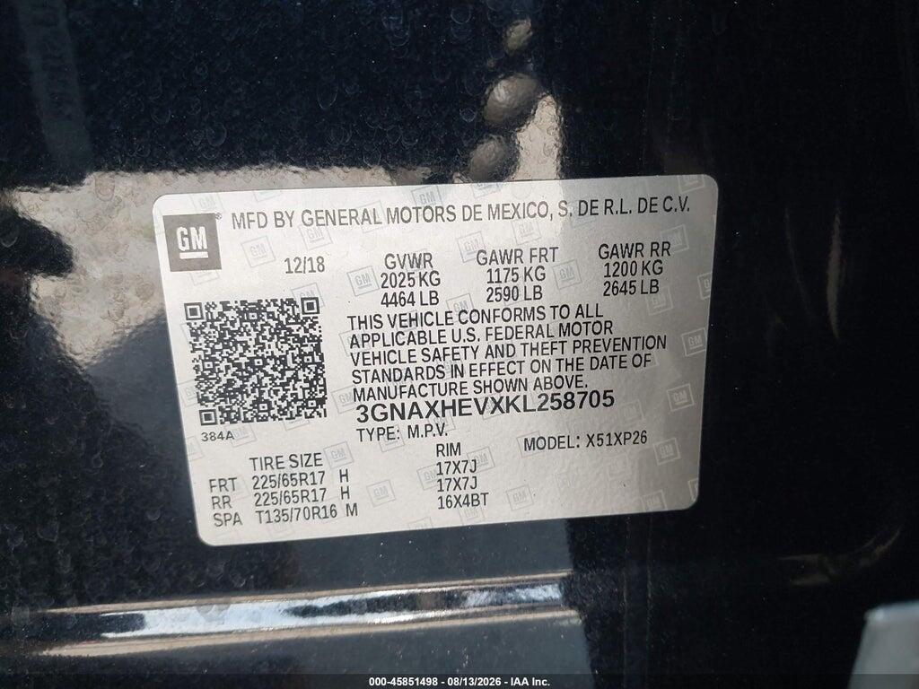 3GNAXHEVXKL258705 2019 CHEVROLET EQUINOX photo no. 9