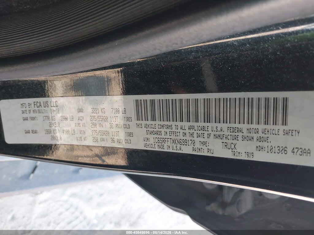 1C6SRFFTXKN699170 2019 RAM 1500 photo no. 9