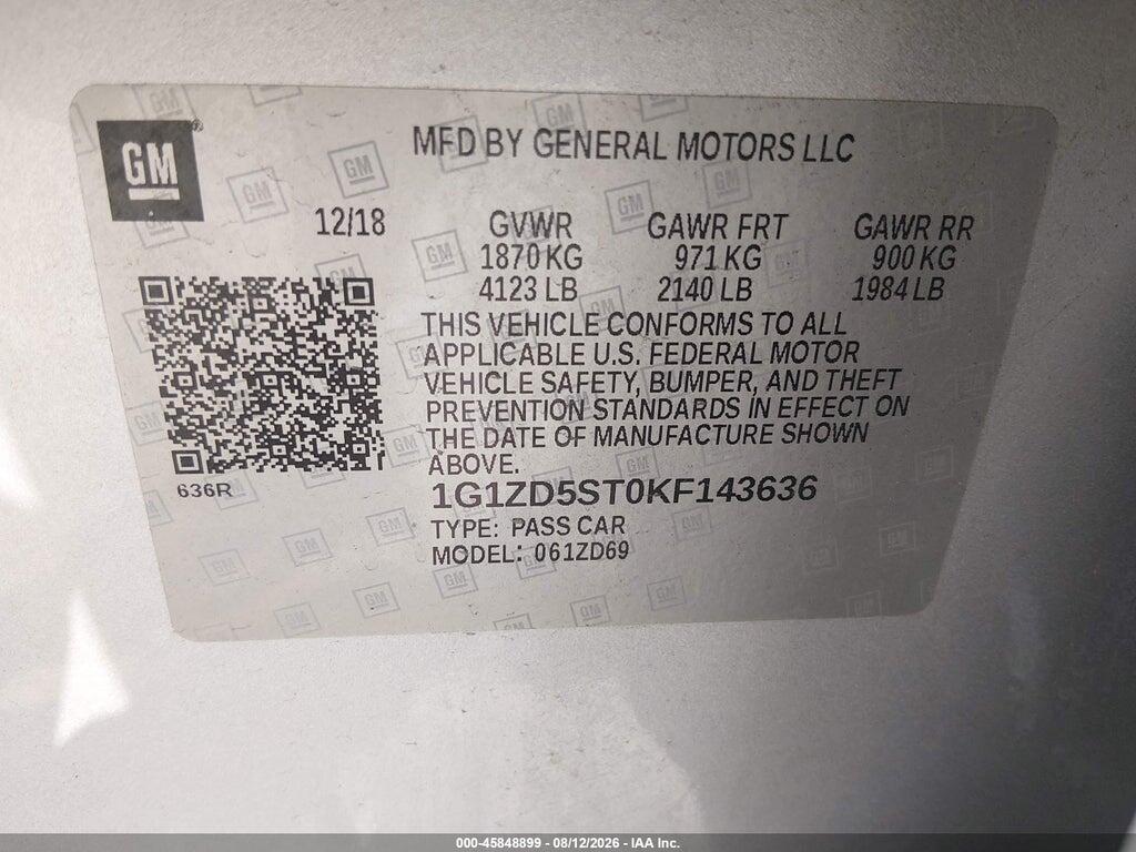 1G1ZD5ST0KF143636 2019 CHEVROLET MALIBU photo no. 9
