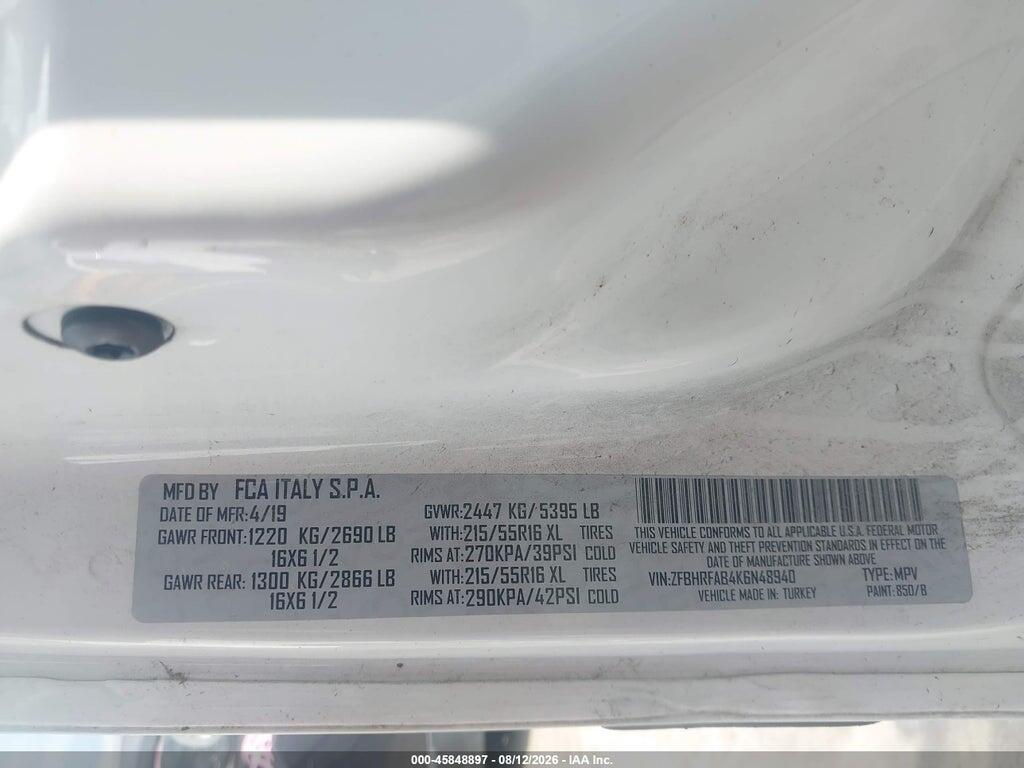 ZFBHRFAB4K6N48940 2019 RAM PROMASTER CITY photo no. 9