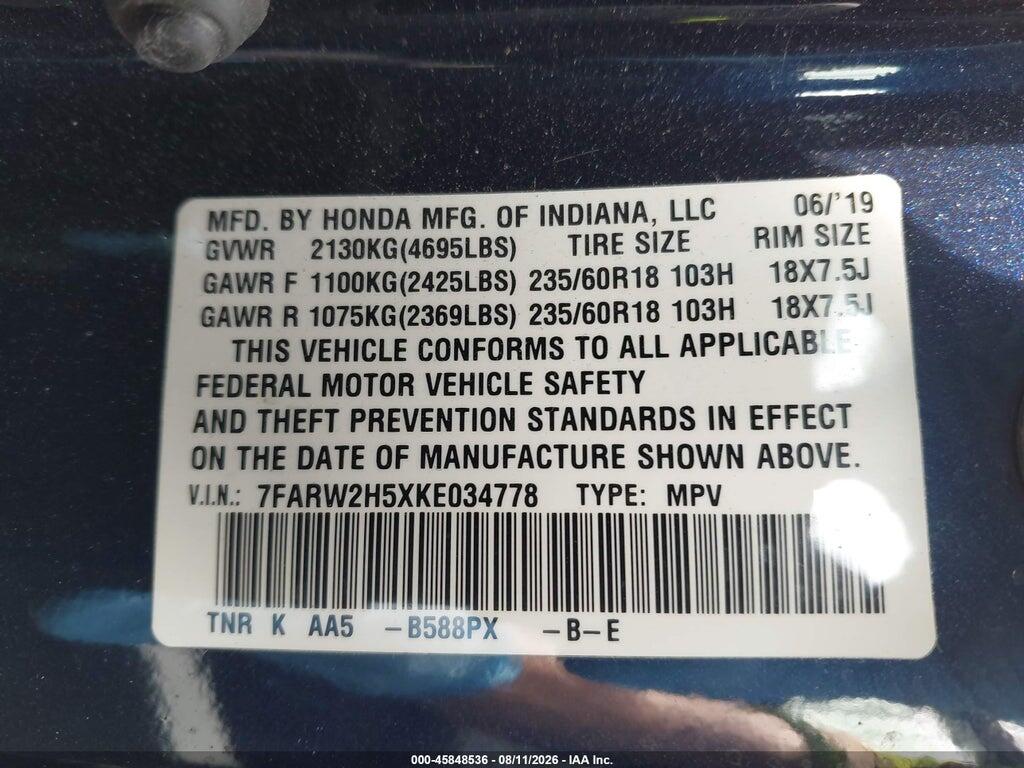 7FARW2H5XKE034778 2019 HONDA CR-V photo no. 9