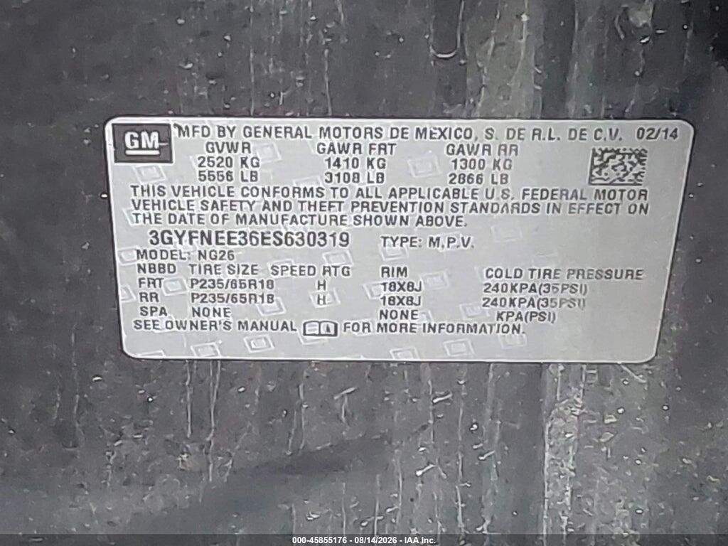 3GYFNEE36ES630319 2014 CADILLAC SRX photo no. 9